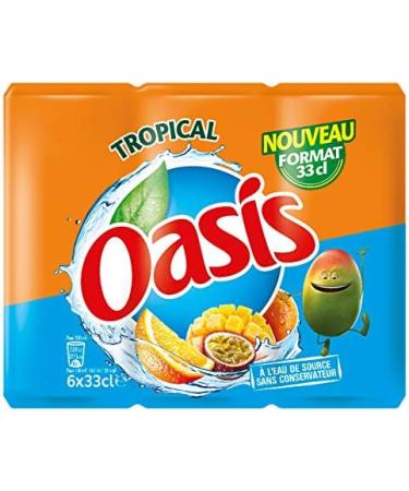 Oasis Refreshing fruit and spring water drink Tropical Cocktail - 6 cans of 33cl - Buy Online on GoSupps.com