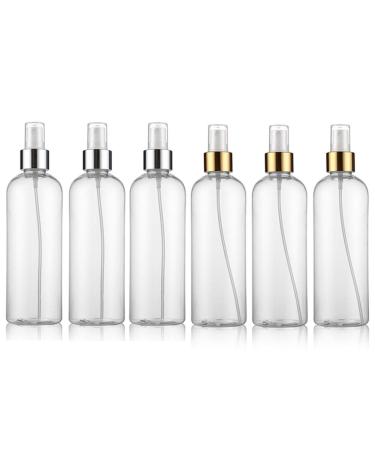 Kipetto spray bottles with gold and silver-colored edge dust caps BPA-free PET plastic empty travel containers for aromatherapy facial spray hair styling 6 pieces