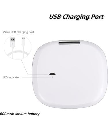 Portable LED Travel Makeup Mirror | 1x/10x Magnifying | USB Rechargeable | Touch Switch | 2-Sided Folding Mirror | 3 Colors & Brightness | Dimmable - Buy Online on GoSupps.com