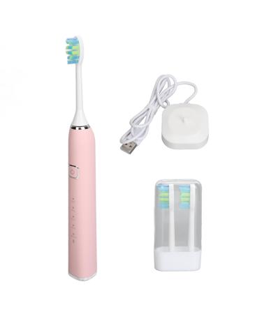 Electric Tooth Brush 5 Modes IPX7 Waterproof Charging Base 1200mAh Smart Toothbrush with Brushhead for Home Travel (Pink)