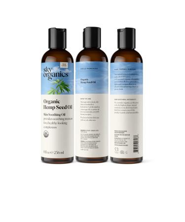 Sky Organics Organic Hemp Seed Oil for Face - 100% Pure, Cold-Pressed & USDA Certified Organic - Nourish, Soothe & Strengthen - 8 fl. Oz - Buy Online on GoSupps.com