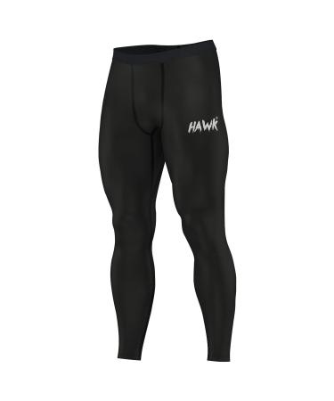 Hawk Sports Mens Compression Pants Base Layer Running Workout Muay Thai Jiu Jitsu MMA BJJ Spats Leggings Tights for Men Black 36