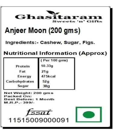 Ghasitaram Gifts Indian Sweets - Anjeer Moon (200 Gms) - Buy Online on GoSupps.com