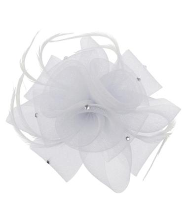 UGPLM Flower Hair Clip Fascinator Women Tea Party Church Derby Fancy Hat White