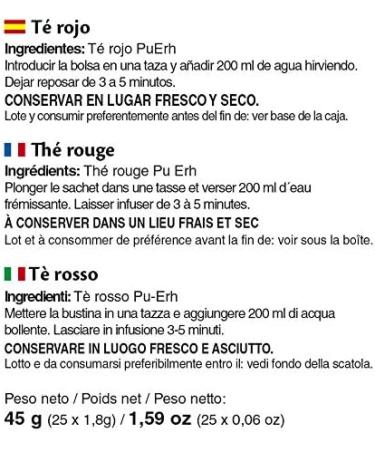  Ship TE ROUGE PUERH Infusion Bags 25 Sachets - Buy Online on GoSupps.com