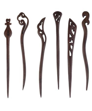 6 pieces of wood hair sticks vintage chinese hairpin women hair sticks traditional accessories wooden hair clips wooden hair chinese style hair sticks for women and girls - Buy Online on GoSupps.com