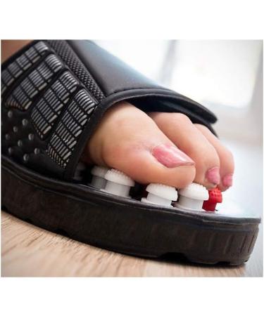 Innovagoods Plantar Fasciitis Slipcase - Acupuncture Massage Slippers with 41 Points Velcro Fastener Size S - Relief for Foot Pain Black White Red - Buy Online on GoSupps.com