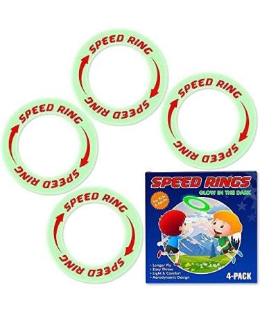 URBANSTREAM Flying Rings Flying Disc - Glow in The Dark Frisbees - Fly Straight - Float On The Water - Light Up Frisbee 4 Pack