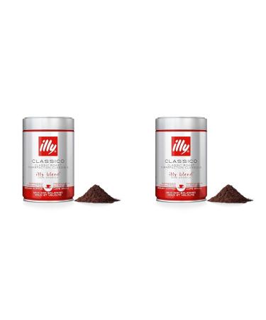 illy Coffee Classico Ground Coffee Medium Roast Made From 100% Arabica Coffee Beans 250g (Pack of 2)