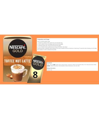 Nescafe Gold Toffee Nut Latte Instant Coffee Contains 48 Toffee Sachets Bundled With 48 x Temas Store Coffee Stirrers & 1 x Reusable Coffee Cup| Coffee Gift Set | Coffee Sachets Individually Wrapped - Buy Online on GoSupps.com