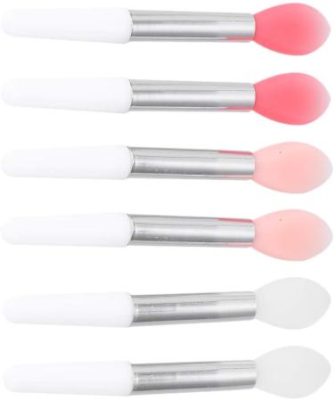 FRCOLOR Silicone Lip Brush 6 Pieces Reusable Single Head Lipstick Applicator Brushes Mini Silicone Lip Balm Brush Lip Balm Oil Applicator Professional Makeup Brush Tool (Pink White) - Buy Online on GoSupps.com