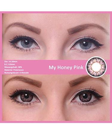 Buy Matlens EOS Pink Colored Contact Lenses - Big Eyes Without Prescription | Includes 2 Lenses Contact Lens Case & 50ml Care Solution - Buy Online on GoSupps.com