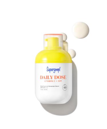 Supergoop! Daily Dose Vitamin C + SPF 40 PA+++ 1 fl oz - Broad Spectrum Sunscreen Serum - Helps Visibly Brighten Skin & the Appearance of Dark Spots - For All Skin Types 1 Fl Oz (Pack of 1) White