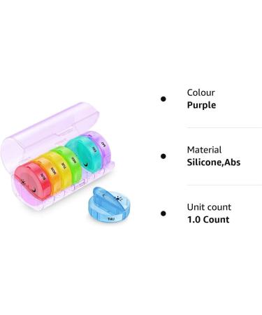 SUKUOS 7-Day Tablet Dispenser with Lockable Lid - Essential Medication Aid for Elderly, Alzheimer's & Dementia Patients - Purple - Buy Online on GoSupps.com