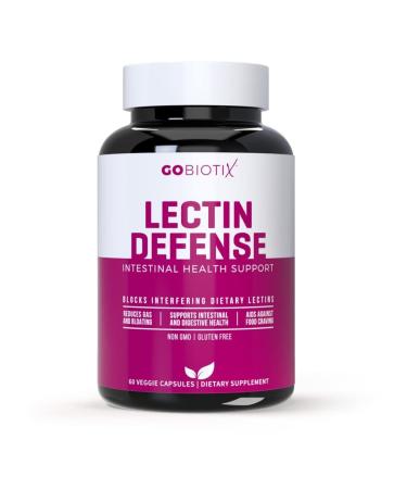 Lectin Defense by GoBiotix - Blocker for Interfering Dietary Lectins - Aids in Intestinal Health w/ Immune Support - Digestive Enzyme Supplement for Women & Men - Non-GMO + Gluten Free - 60 Caps