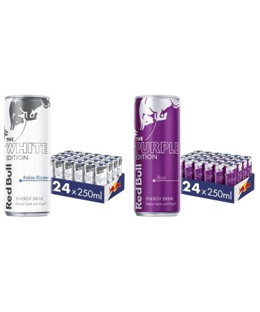 Set: Red Bull Energy Drink White Edition - Disposable (24 x 250 ml) & Red Bull Energy Drink Purple Edition disposable (24 x 250 ml) with deposit - Germany set with Purple Edition