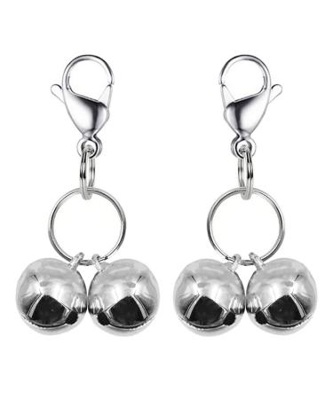 Ivia Pet 4 sets of cat bell for dog collar charm training pet supporting accessories with 2 pieces of stainless steel and detection brand clips Large silver