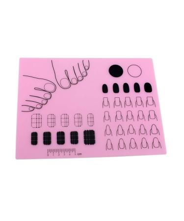 Minkissy Silicone Nail Tools Silicone Manicure Mat Washable Nail Polish Coloring Practice Pad Nail Art Stamping Mat Nail Practice Workspace Design Plate () Manicure Tools Pink