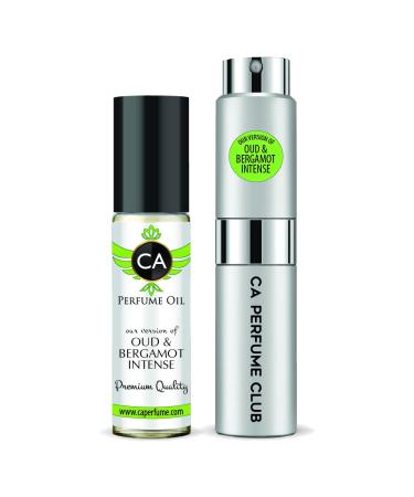 CA Perfume Duo Impression of Jo Oud & Bergamot Intense For Women & Men Eau de Parfum Refillable Atomizer Sprayer+ Fragrance Body Oil Long Lasting Sample Size Roll-On Bottle 0.27 Fl Oz+0.33 Fl Oz