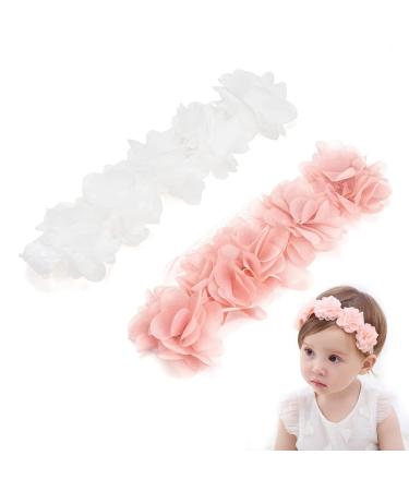 Roysmart baby girls headbands 2 pieces of baby hair band headband baby flower flirt strap with ripstand baby accessories hair jewelry suitable for gifts and parties