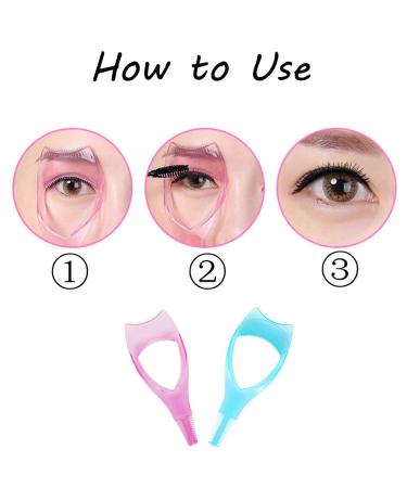 3PCS Plastic 3 in 1 Eyelash Tools - Mascara Shield Applicator Brush & Curler Guard with Comb | Blue Makeup Essentials for Perfect Lashes - Buy Online on GoSupps.com