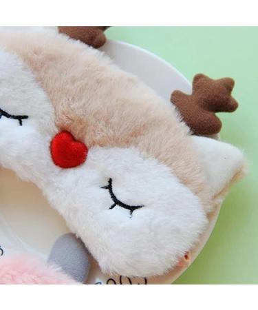 Elk Silk Plush Eye Sleep Mask - Soft and Comfortable Eye Cover for Women - Perfect Christmas Gift - Beige - Buy Online on GoSupps.com