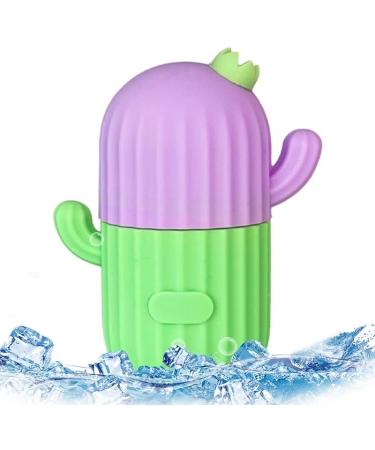 NEFLUM CAKTUS-EISROLLER: GUA-SHA Facial Roller & Ice Cube Maker for Swelling Relief | Beauty Skin Care Tool - Food-Safe Silicone in Green/Violet - Buy Online on GoSupps.com