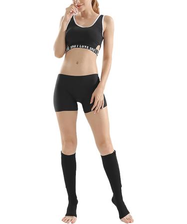 ANUSER 3 CARES Women s Open Toe Compression Stockings - Breathable Knee-High Support with Side Zipper - Stylish Black with Stripes & Butterfly XXL - Buy Online on GoSupps.com