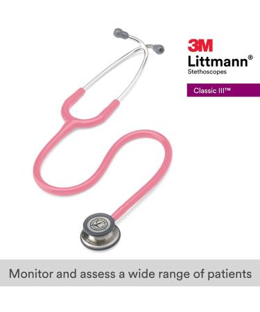 Buy 3M Littmann Classic III Monitoring Stethoscope - Pearl Pink Tube 27 inch | Includes Stethoscope Identification Tag - Black | Fast International Shipping - Buy Online on GoSupps.com