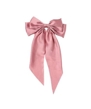 Ribbon Hairclip Vintage Satin Bow Bowknot Hairpin Women Hair Clip (Pink)