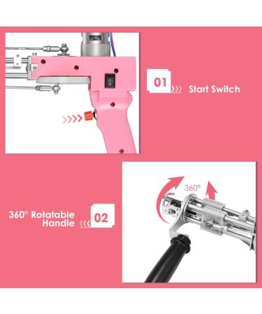 FancyBant 2 in 1 Electric Tufting Gun for Carpet Weaving - Pink - Buy Online on GoSupps.com