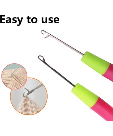 Latch Hook Crochet Needle Set - 10 Pieces Include 2 Wooden Bent Hooks and 8 Plastic Curl Needles for Braid Hair and Carpet Making - Ideal for Kids and Adults - Buy Online on GoSupps.com