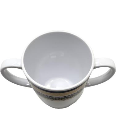 Rosa Lifestyle Two Handled Melamine Mug 400ml - Lightweight Daily Living Aid for Elderly with Tremors, Arthritis & Weak Grip (White) - Buy Online on GoSupps.com