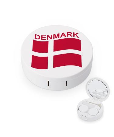 Flag of Denmark Round Case for Contact Lens Kit Storage Box with Mirror Portable Cute Lens Holder