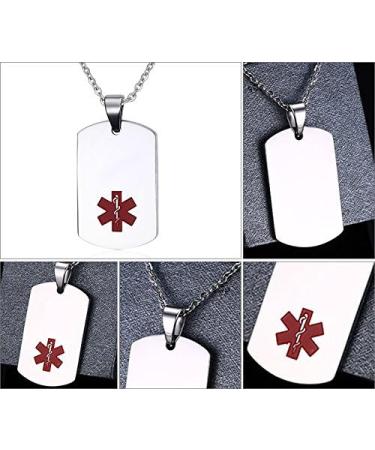 Stainless Steel Medical Alert Necklace for Epilepsy - Engraved ID Tag for Men & Women | Emergency Medical Jewelry - Buy Online on GoSupps.com