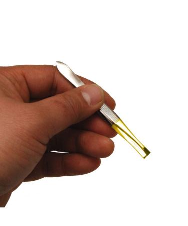 Luxxii (2 Pack) Flat Tweezers - Gold Tone Stainless Steel Hair and Eyebrow Plucker for Personal Care - Buy Online on GoSupps.com