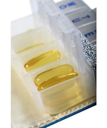 Weekly Pill Box Organizer - 8 Compartments Portable Travel Case with Folding Cover for Medication & Supplements - Purple Adult - Buy Online on GoSupps.com