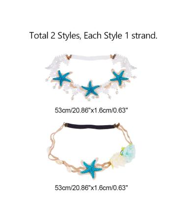 PandaHall Seashell Headband - 2 Strand Mermaid Sea Star Hairbands for Boho Wedding - Buy Online on GoSupps.com