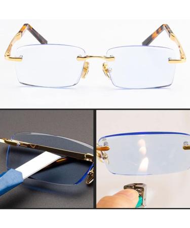GHARAZ Diamond Cut Edge Reading Glasses for Men & Women - Rimless Crystal Readers in Blue (Size: 2.0+) - Buy Online on GoSupps.com