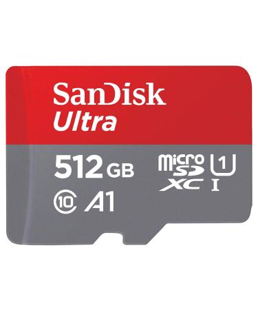 SanDisk 512GB Ultra microSDXC UHS-I Memory Card with Adapter - Up to 150MB/s, C10, U1, Full HD, A1, MicroSD Card - SDSQUAC-512G-GN6MA New Generation 512GB