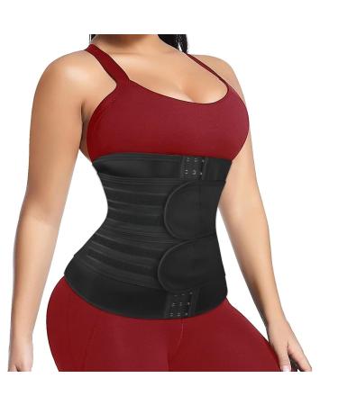Acwoo abdominal belt fitness belt adjustable ladies waist trainer corset belly path girdle sweat waist former trimmer belt belly belt to lose weight (black l)