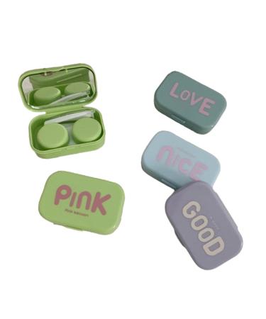 4 Pack Letter Printed Portable Contact Lens Cases Travel Eye Contacts Case Box Holder Contact Lenses Tweezers Remover Tool Kit for Daily Outdoor (Assorted Color)