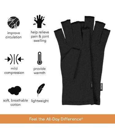 Imak Compression Arthritis Gloves - Black, Large - Pain & Stiffness Relief for Hands (2 Gloves) - Buy Online on GoSupps.com