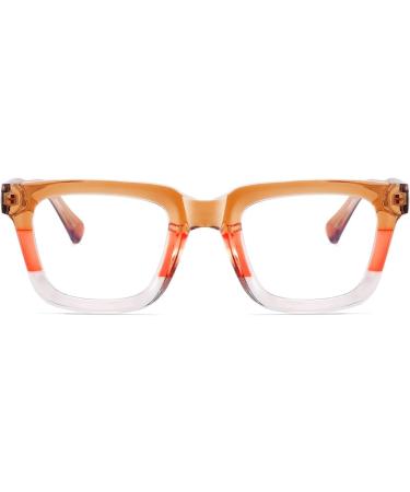 LIGOES Women & Men Retro Square TR90 Anti Blue Light Eyeglasses | Fashion Eyewear - Yellow Orange Clear - Buy Online on GoSupps.com