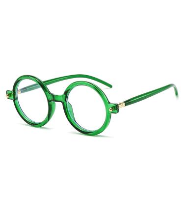 JOVAKIT Retro Round Blue Light Glasses for Women Men Fashion 90s Round Frame Glasses Style Computer Eyeglasses 06 All Green 48 Millimeters