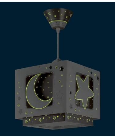 Dalber Fluorescent Hanging Lamp Moon and Star - Grey 63232E | Stylish Kids Lighting for Global Shipping - Buy Online on GoSupps.com