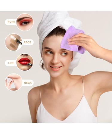 KinHwa Microfibre Flannel Face Cloth Set - 6 Pack Quick Dry Baby Wash & Makeup Remover Cloths - Soft Skin Care Cleansing Towels - 20x20cm - Grey, White, Pink, Purple - 6 Count - Buy Online on GoSupps.com