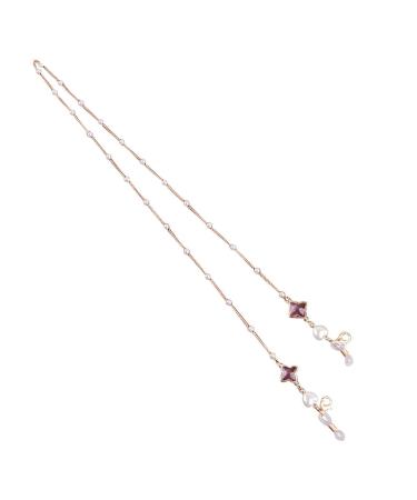 Seasaww Glasses Chain Retro Fashion for Reading Glasses Children Adults Light Purple Approx. 68 cm As described No gemstone