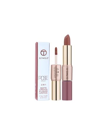 Nude Lipstick Matte Velvety Finish Double Head Longwear High Pigmented Not Sticky Cream + Liquid 2 in 1 Lip Gloss MakeUp 1 piece (1 Pack) B