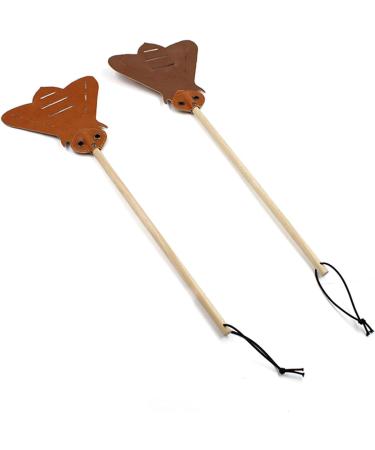 Heavy Duty Edition Fly Swatter - Long Wooden Handle Leather Insect Swatter - Smooth Surface - Helps Women with Long Handle - Practical - Buy Online on GoSupps.com